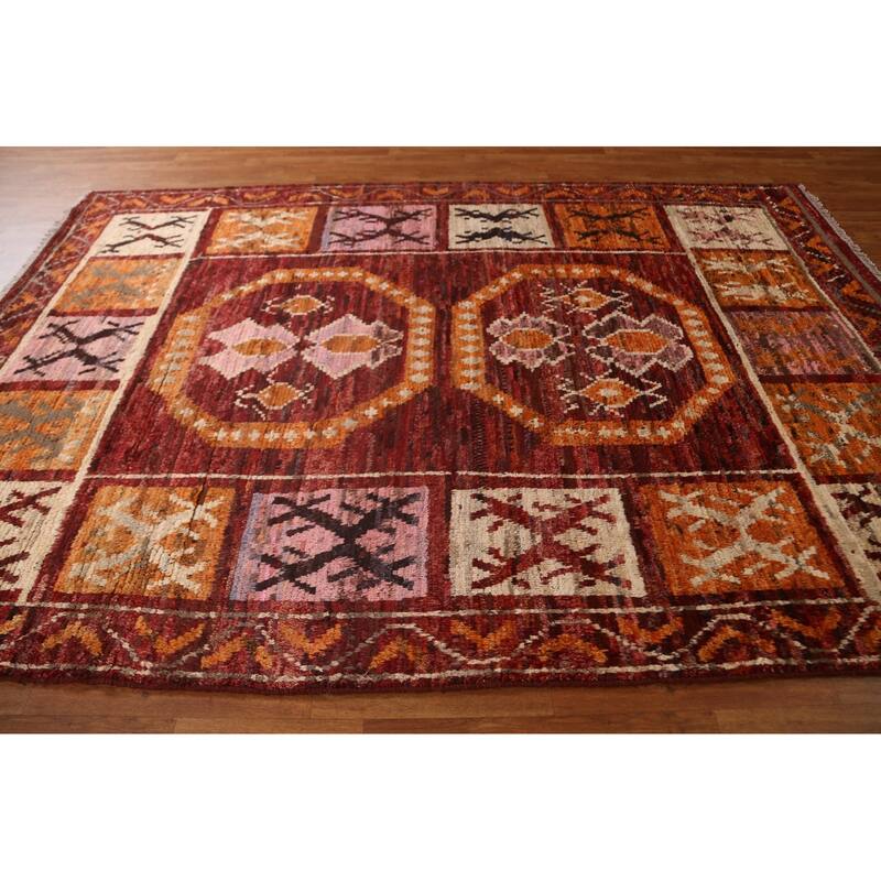 Tribal Geometric Moroccan Oriental Area Rug Hand-knotted Wool Carpet - 6'9" x 10'0"