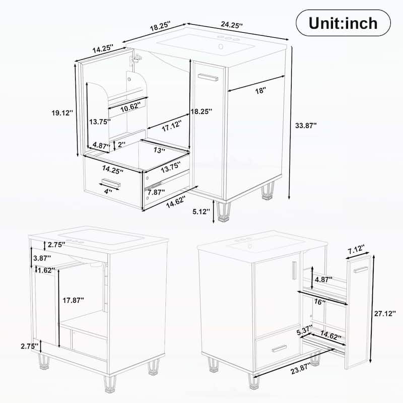24" Bathroom Vanity with Sink