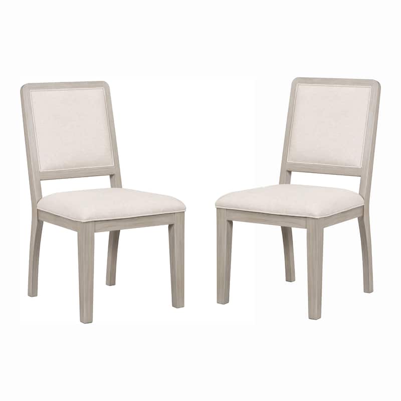 Furniture of America Billet Modern Natural Oak Wood Upholstered Side Chair (Set of 2)