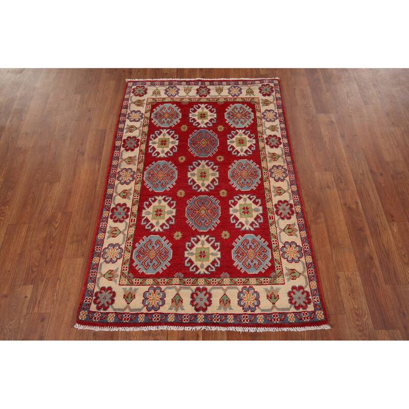 Red Kazak Accent Rug Handmade Wool Carpet - 2'10" x 4'2"