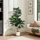 preview thumbnail 1 of 42, Artificial Fiddle Leaf Fig Tree with 48 Leaves in White Planter Pot, Faux Ficus Lyrata Plant for Home or Office Decor 4FT With White Planter