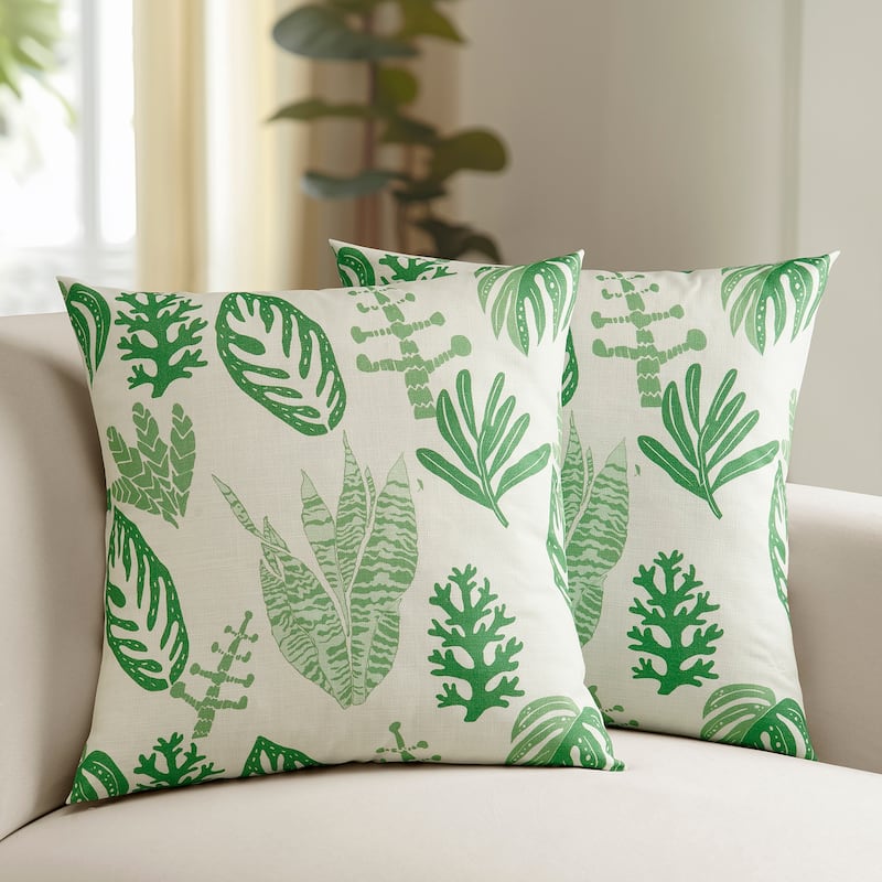 Exclusive Fabrics Printed Cotton Throw Pillow Covers 18 X 18 - Textured Decorative Pillow Covers (Set of 2)