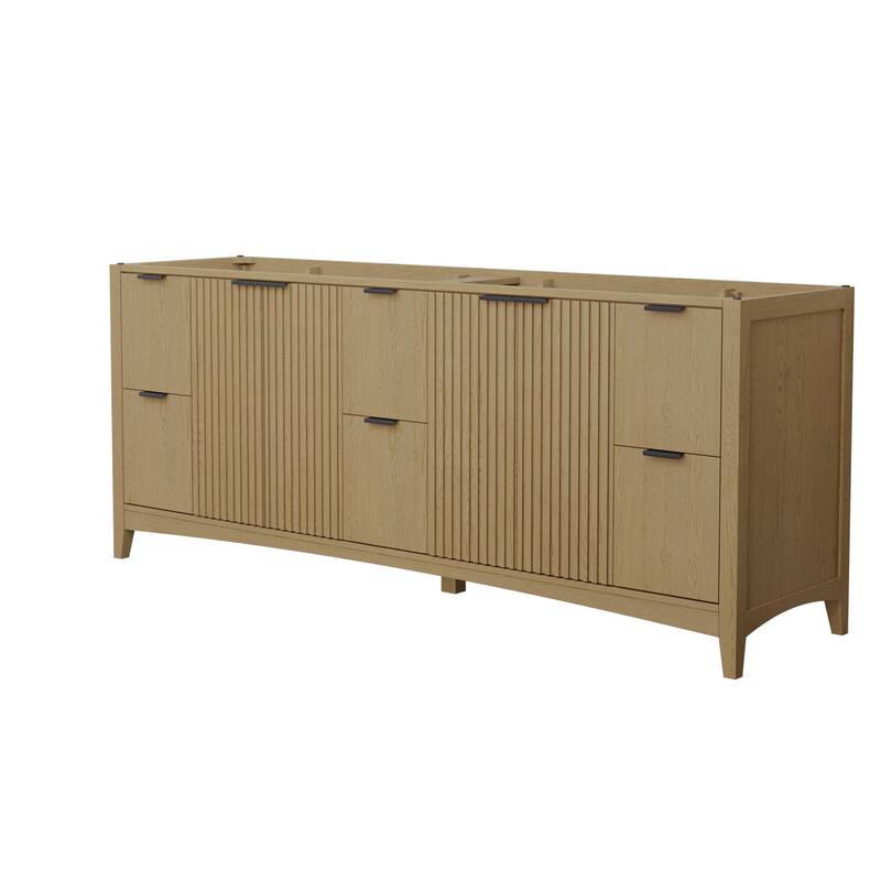 Wyndham Collection WCF9191-84D-CXSXXMXX Palmilla 84" Double Free - Natural Oak / Matte Black Hardware