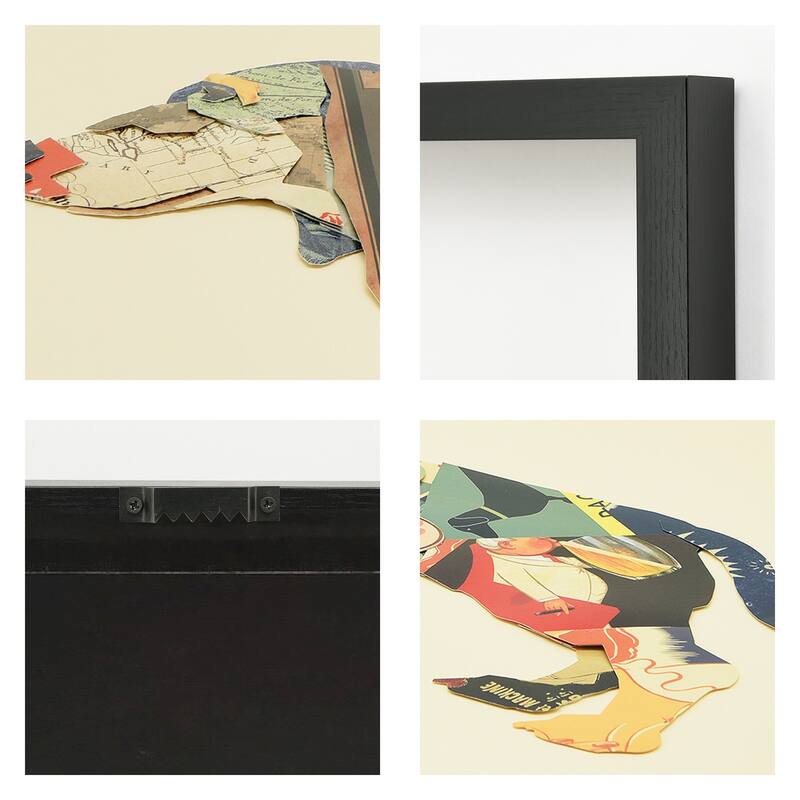"Dachshund" Alex Zeng's dimensional collage, under glass & a black shadow box frame
