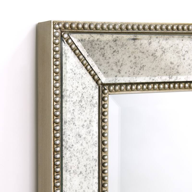 Champagne Bead Beveled Rectangular Wall Mirror - Clear