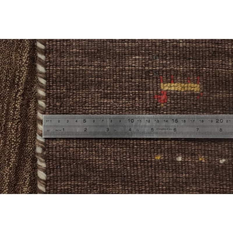 Hand Knotted Oriental 100% Wool Carpet Tribal Animal Pictorial Brown Gabbeh Area Rug - 7' 0'' X 5' 2''