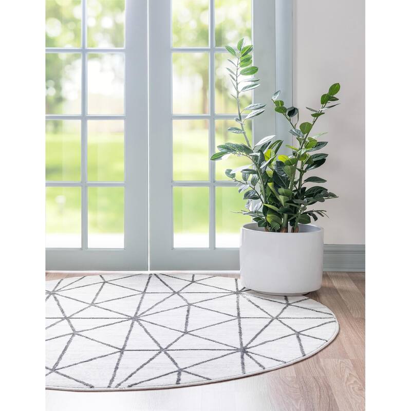 Contemporary Ahora Collection Area Rug - 7' Round - Ivory