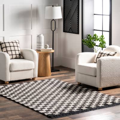 Nuloom Pania Contemporary Checkered Fringe Area Rug.