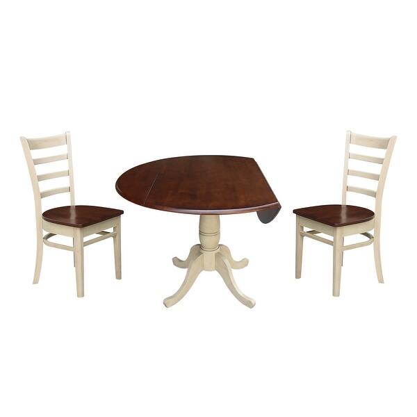 Shop 42 Round Top Dining Table And Two Chairs Almond Espresso Overstock 27801699