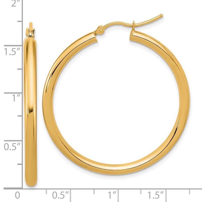Curata 14k Yellow Gold Polished Polished Hoop Earrings - 40x40mm