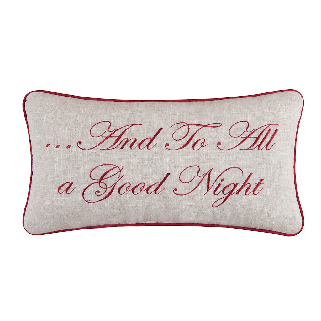 Christmas And To All A Good Night Embroidered 10x19 Throw Decorative Accent Throw Pillow