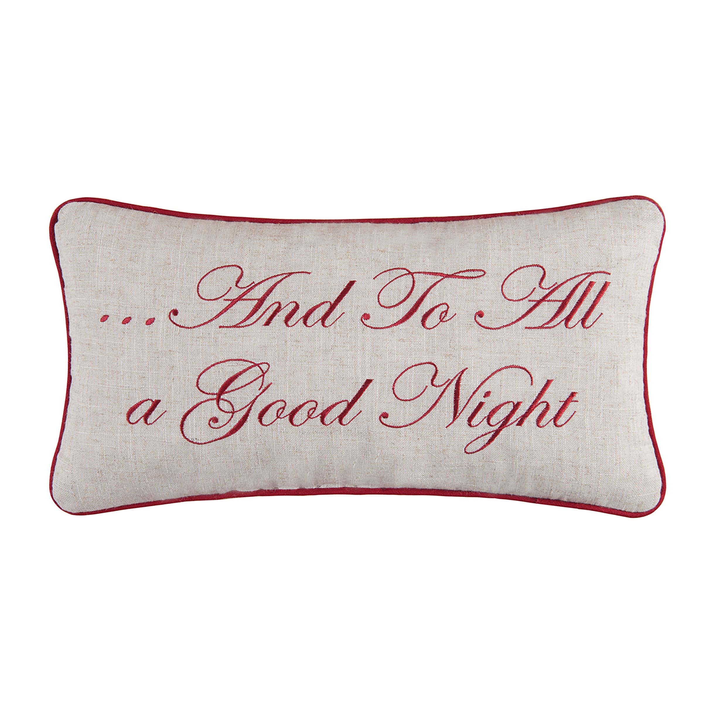 And To All A Good Night Embroidered 10x19 Christmas Throw Pillow