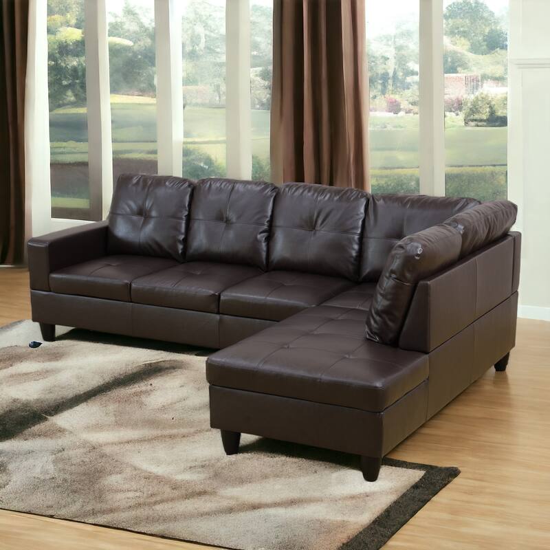 KISRAIS 103" Wide 2-Piece Vegan Leather Sectional Sofa