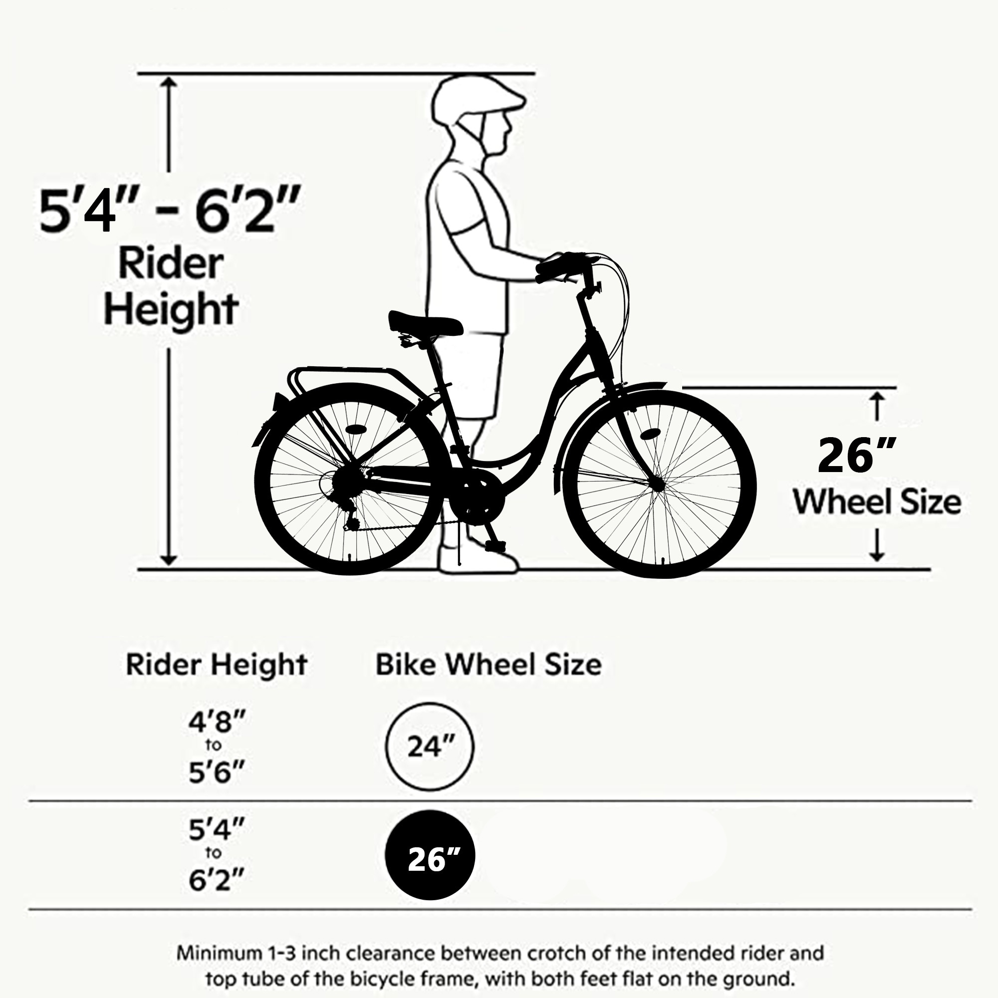 26 wheel bike height cheap