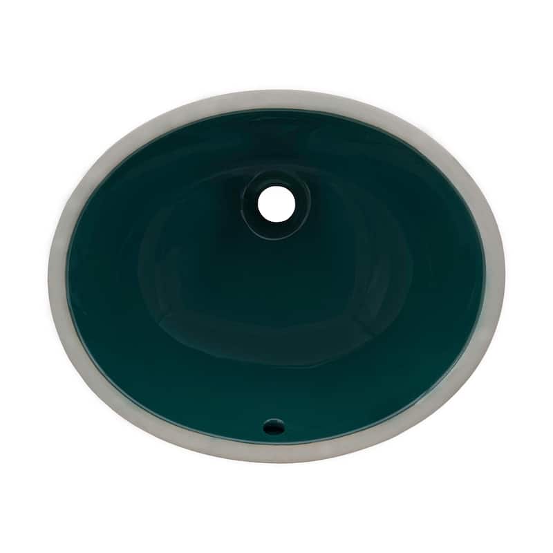 Ruvati 16 x 13 inch Undermount Bathroom Sink Emerald Green Oval Porcelain Ceramic - RVB0618EG