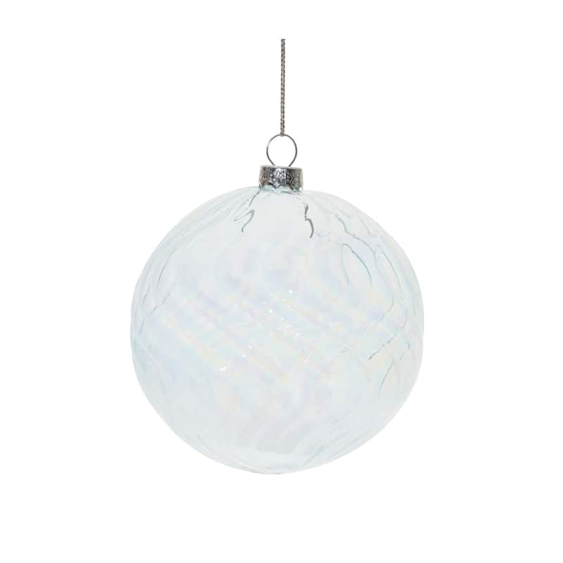Set of 6 Clear Ribbed Glass Ornaments for Christmas Tree Decor - 4" x 4" x 5