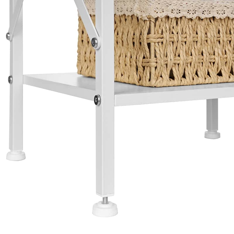 Javlergo 2 Pack X Frame Nightstand with Removable Fabric Drawer Easy to Clean Multifunctional End Table with Open Shelf