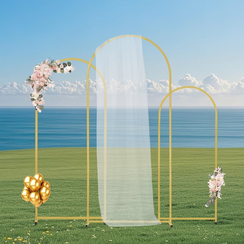 Set of 3 Metal Backdrop Stand Arch with Case Connection Ideal Decoration for Wedding Party or Any Special Celebrations