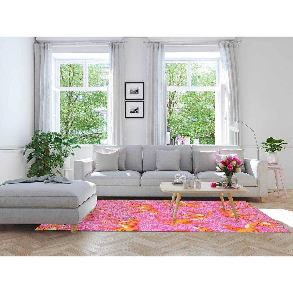 TREKKING TIGER PINK Area Rug By Kavka Designs