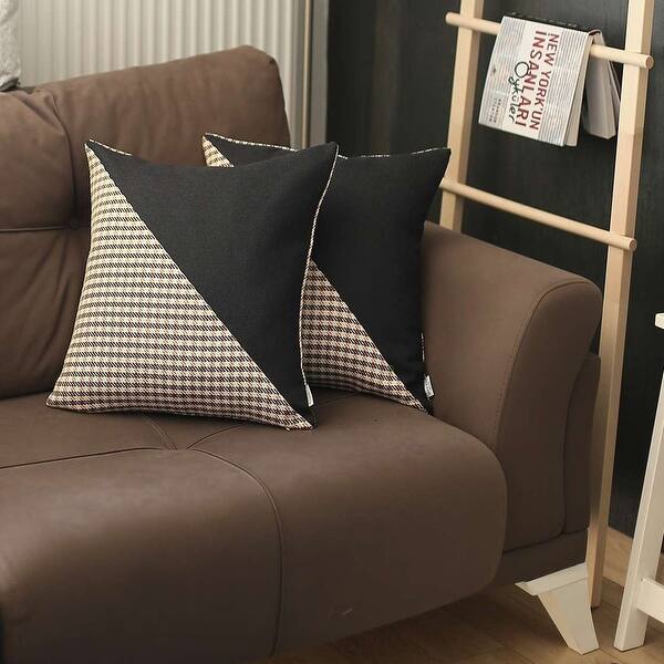 Set Of 2 Brown Houndstooth Lumbar Pillow Covers Set Of 2 Brown Houndstooth Lumbar Pillow Covers