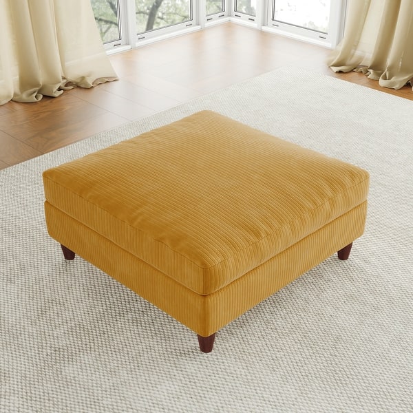 slide 2 of 6, 38.13" Wide Square Corduroy Ottoman Orange