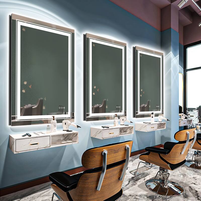 Large Rectangular Frameless Anti-Fog LED Wall Bathroom Vanity Mirror - 32'' x 24''