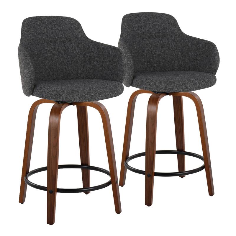 Carson Carrington Iglabo 24" Fixed-Height Counter Stool with Bent Wood Legs and Round Footrest (Set of 2)