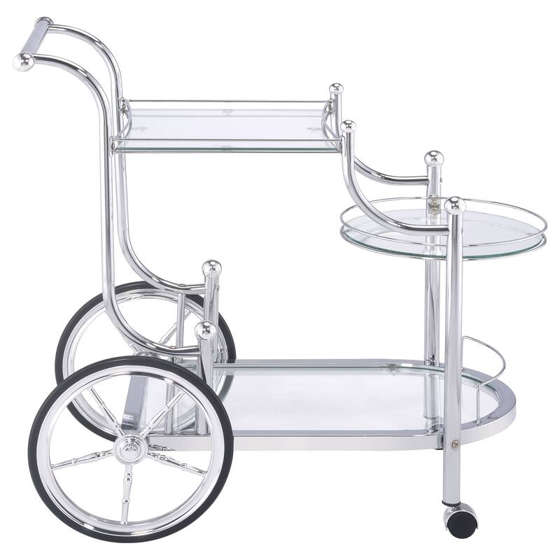 Reia Chrome 3-Tier Serving Cart with Casters