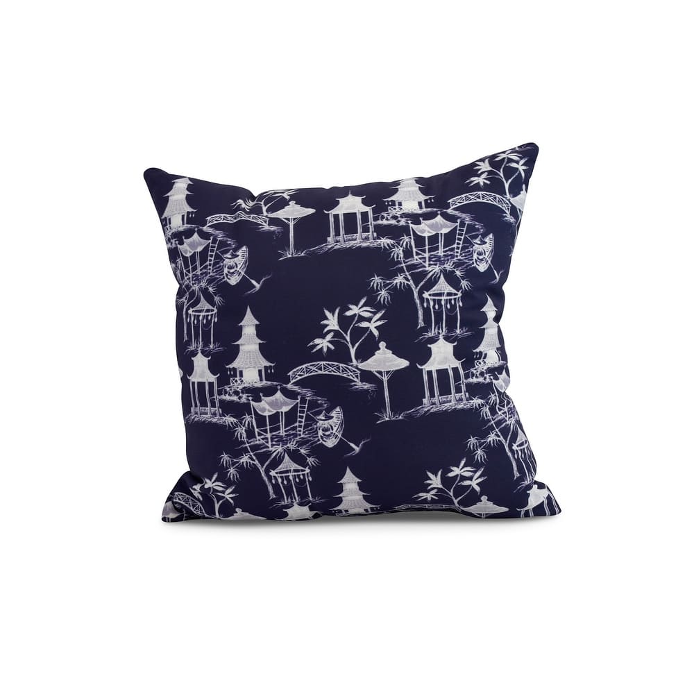 20 x 20 Inch Chinapezka Floral Print Outdoor Pillow