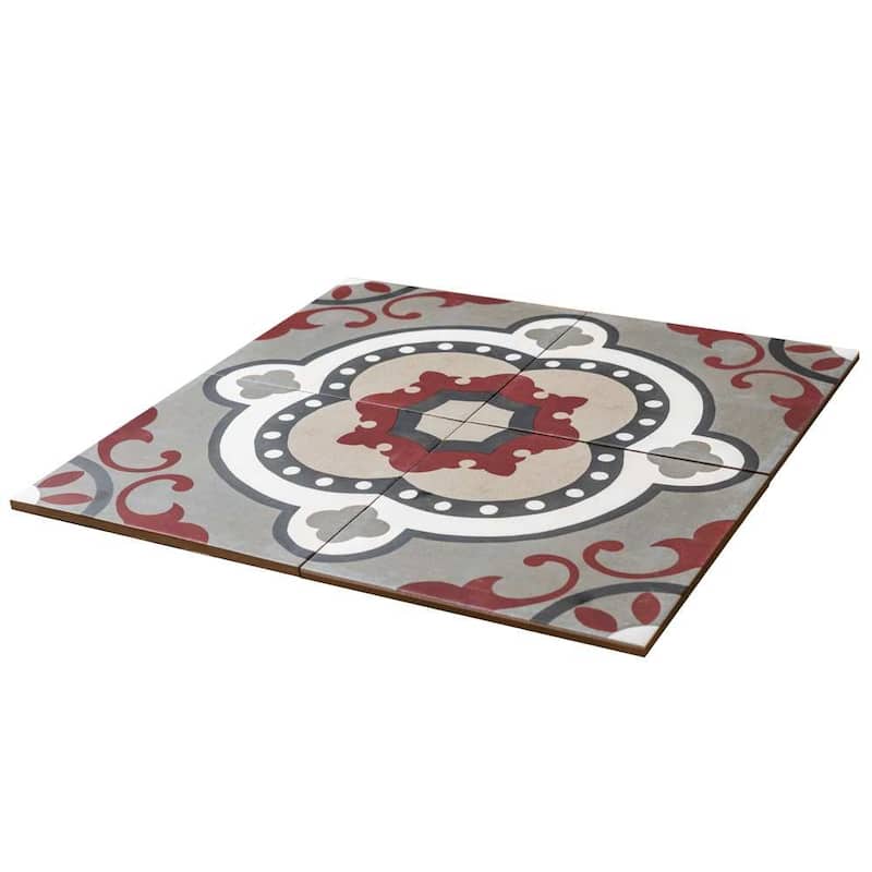 The Tile Life Art Deco 8x8 Grenade Red Porcelain Floor & Wall Tile
