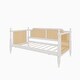 preview thumbnail 19 of 17, Antique Walnut Twin Size Daybed for Guest Room, Kids' Beds with 2 Drawers and Curved Rattan Headboard