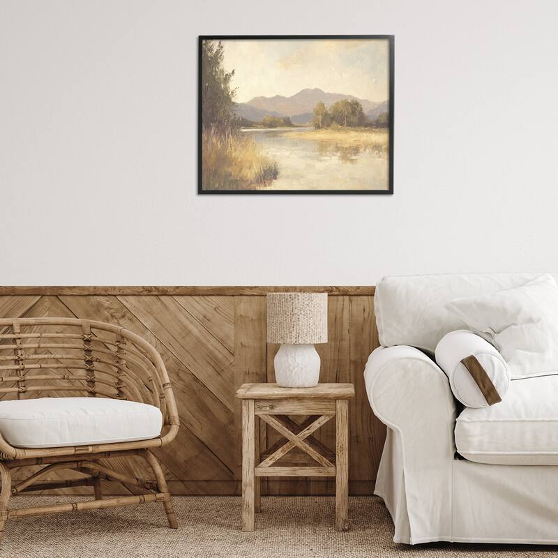 Stupell Wild River Mountain View Framed Giclee Art Design By Petal Prints Design