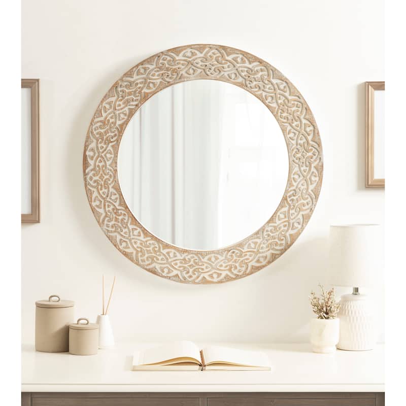 Kate and Laurel Engrahm Framed Mirror - 26" Diameter