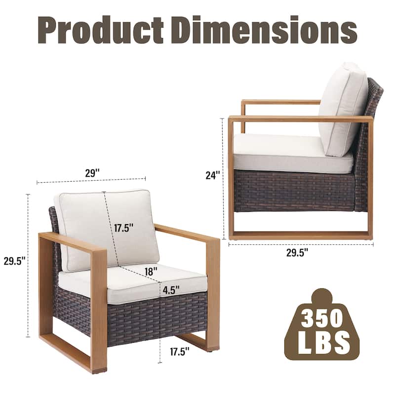 Gymojoy 2 Pack Wicker Patio Chair Outdoor Chair - Brown