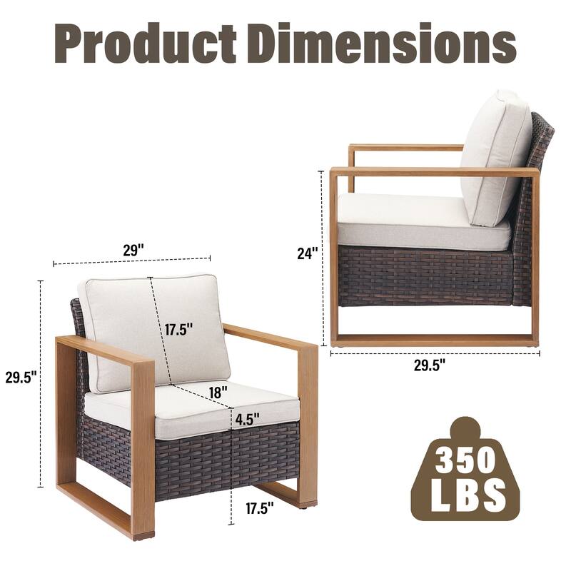 Gymojoy 2 Pieces PE Rattan Wicker Chairs with Cushion