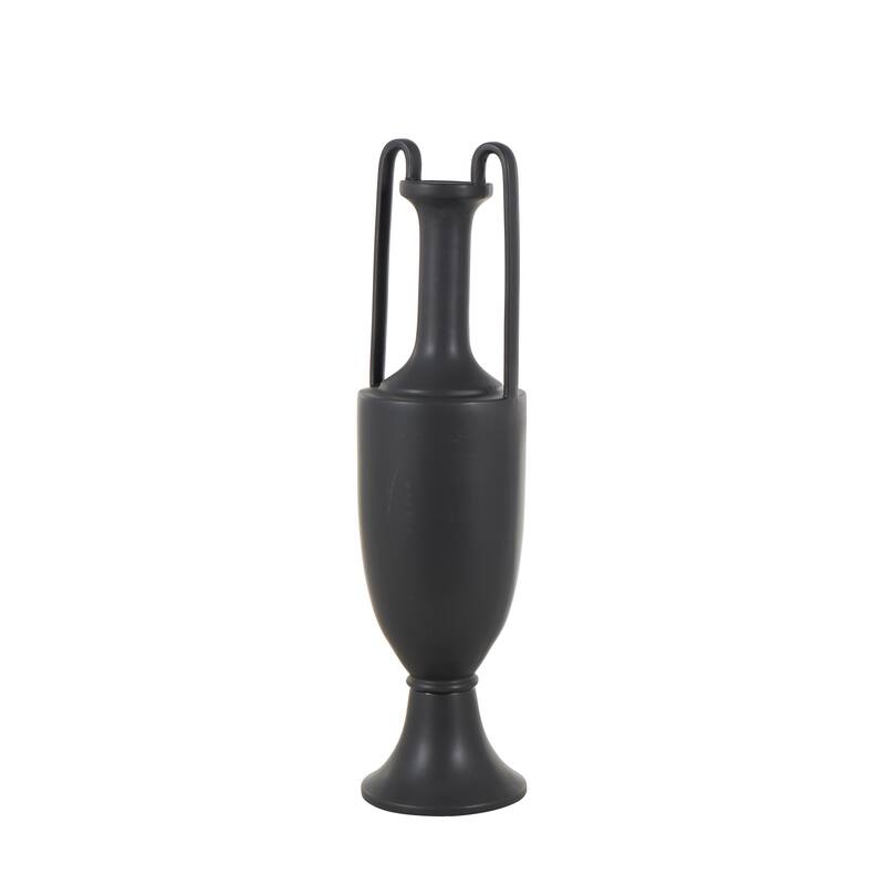 Ceramic Fluted Urn Shaped Vase with Arch Handles - Black or White - Roche River Decor