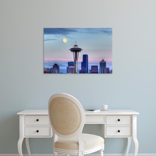 Easy Art Prints Jamie & Judy Wild's 'Seattle skyline with moon rising from Kerry Park' Premium Canvas Art