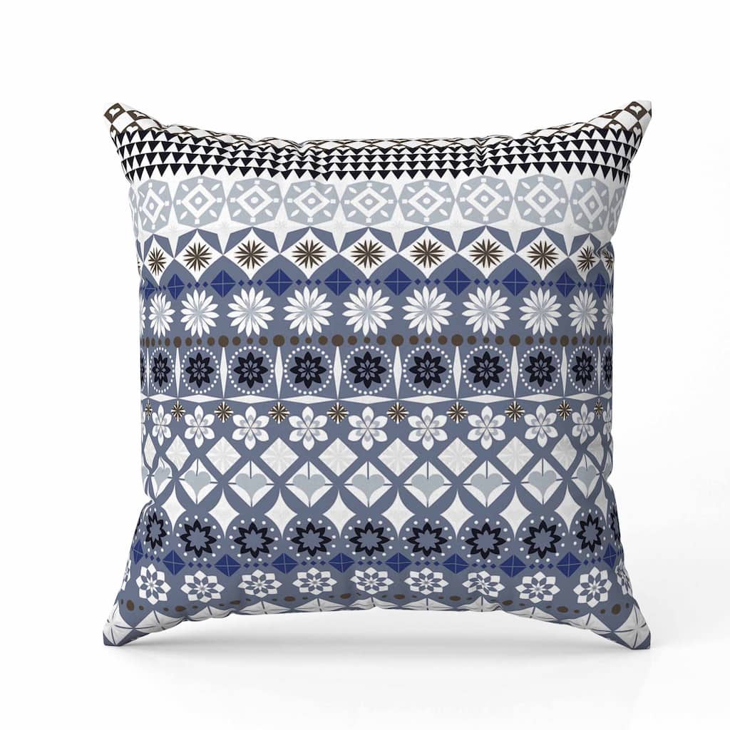 Shape Synergy Indoor/Outdoor Reversible Throw Pillow Gray and White