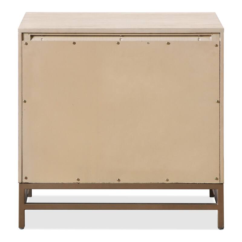 Furniture of America Drayden Transitional Oak Solid Wood 2-Drawer Nightstand with Metal Legs