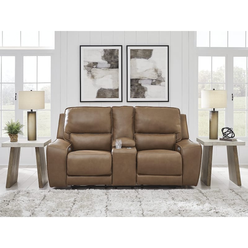 Signature Design by Ashley Spear Hill Brown Power Reclining Loveseat with Console - 81" W x 43" D x 42" H