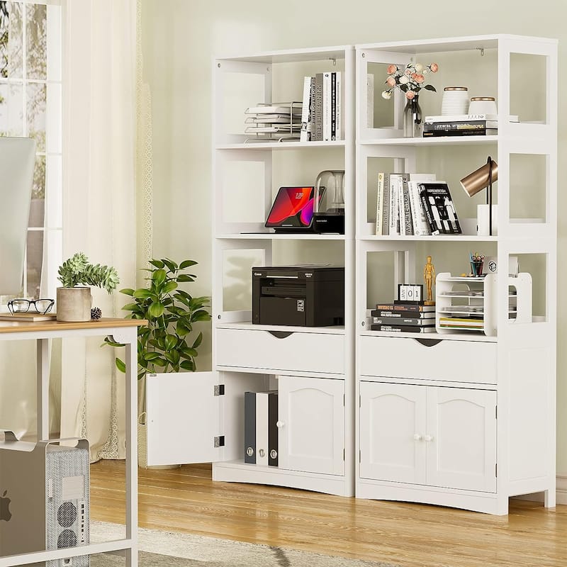 64''H Bathroom Storage Cabinet Freestanding Linen Tower Sideboard
