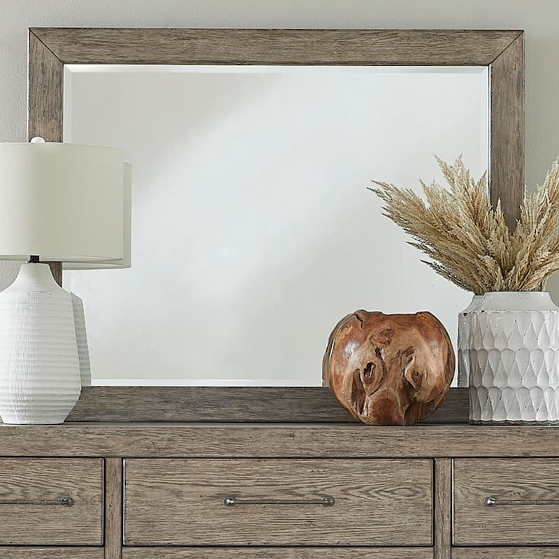 Skyview Lodge Cobblestone Landscape Mirror for Home Bedroom - White Oak - 48" x 1" x 38" - White Oak