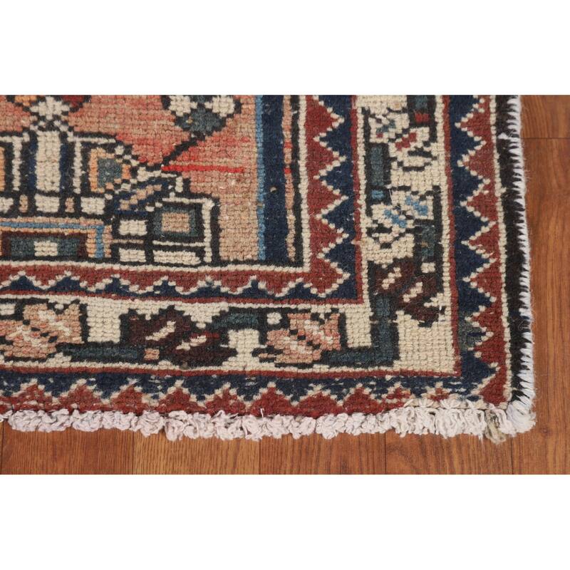 Tribal Orange Hamedan Persian Vintage Runner Rug Handmade Wool Carpet - 3'3" x 9'4"