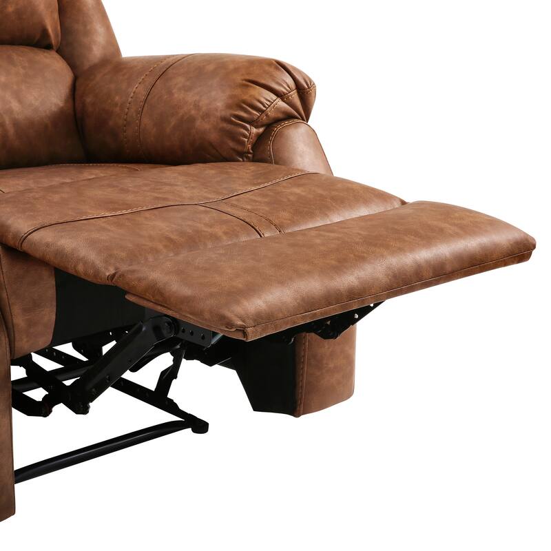 Faux Leather Recliner Sofa, Classic And Traditional Manual Recliner Chair With Comfortable Arms And Single Sofa For Living Room
