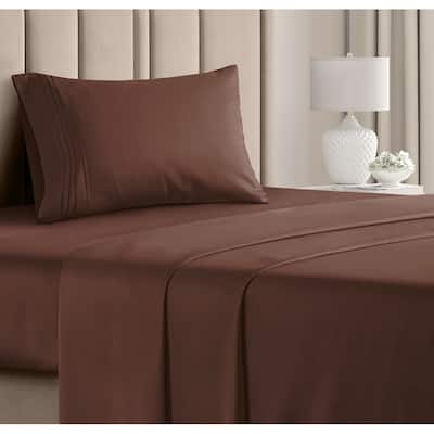 CGK Linens 4 Piece Solid Deep Pockets Microfiber, Easy-Fit Bed Sheet Set