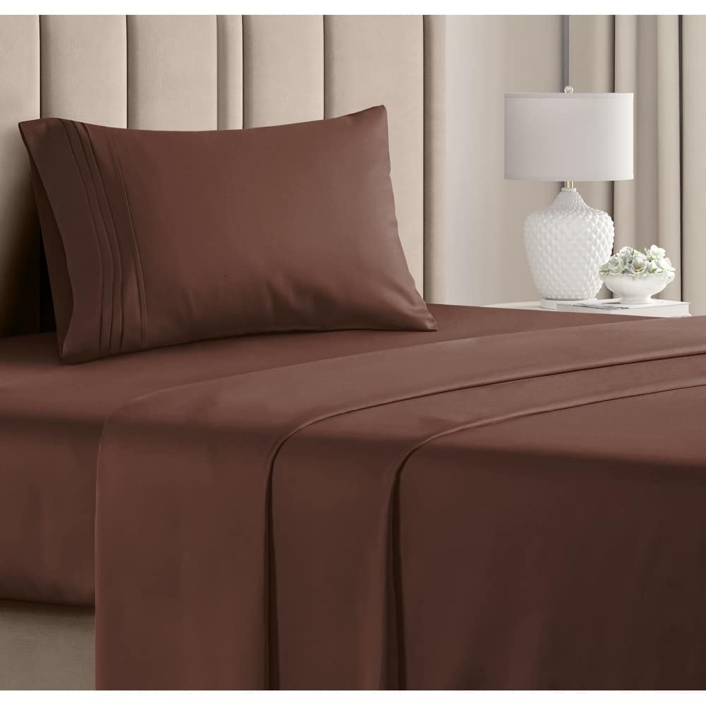 CGK Linens 4 Piece Solid Deep Pockets Microfiber, Easy-Fit Bed Sheet Set
