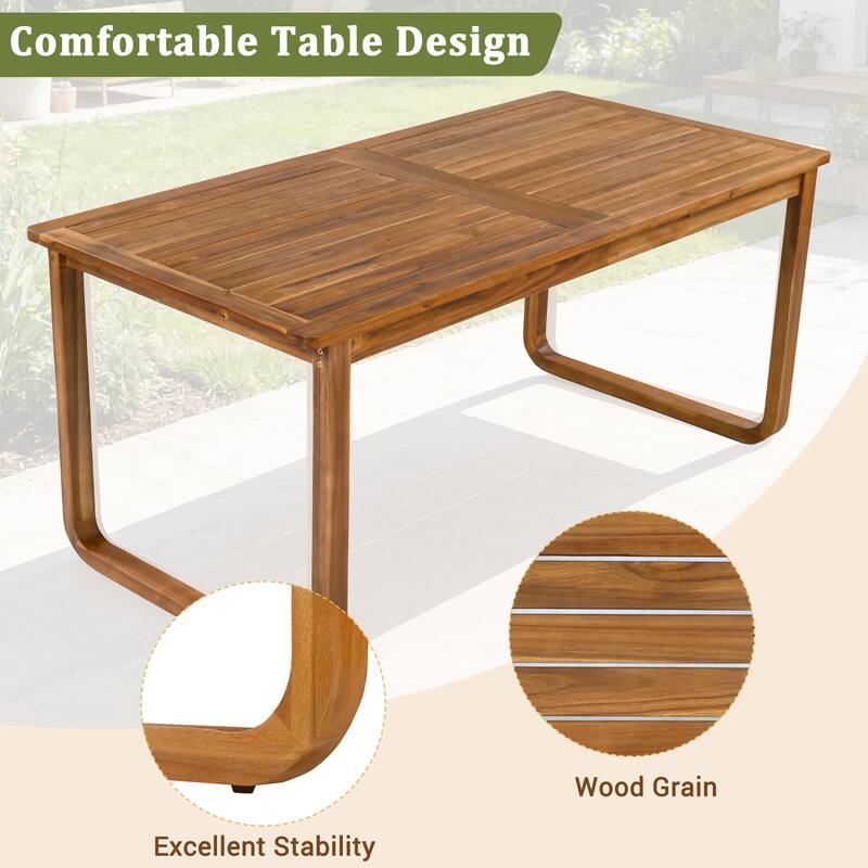 7-Piece Acacia Wood Outdoor Dining Set with Water-Resistant Cushions by Leisure Zone