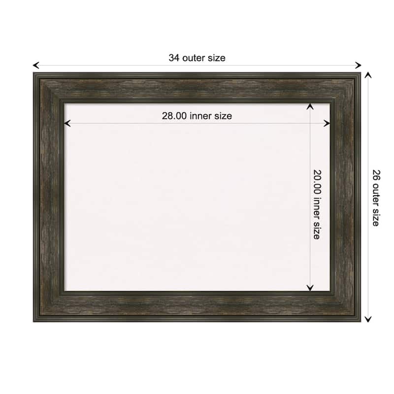 Rail Rustic Char Framed White Corkboard Bulletin Board - Board Size 28x20