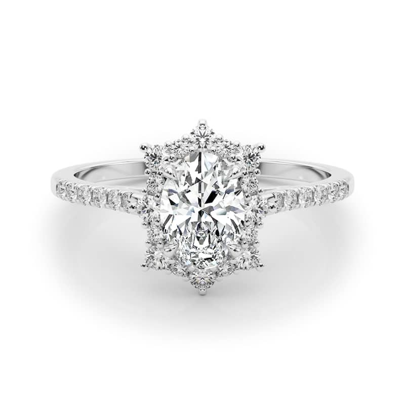 Auriya 14k White Gold Lab Grown Oval Diamond Halo Engagement Ring 0.50 to 5.00 ct. tw. (F-G VS)