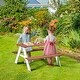 preview thumbnail 3 of 5, 35 in. Brown Rectangle Wood Kids Picnic Table Seats 4 People，Kids Patio Furniture Outdoor Toys，Aged 3-8 Years Old - N/A